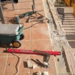 8. Mijn werkplek, gaten maken in het beton voor de dragers